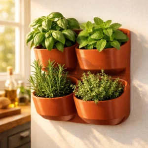 herbwallplanter.webp Herb Garden Wall Planter — 4-Pocket Modular System