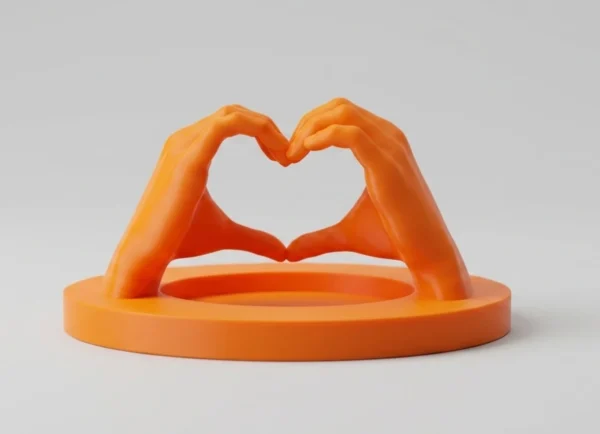 Vide-poche Mains en Cœur Orange – Décoration Impression 3D
